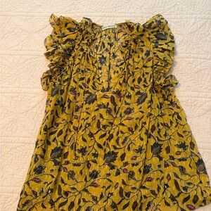 Ulla Johnson Mustard and Black Patterned blouse